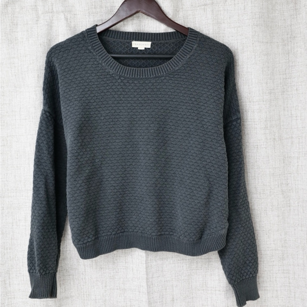 Tradlands Women's Dark Gray Crew Neck Sweater - Picture 2 of 4